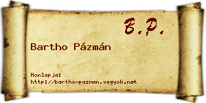 Bartho Pázmán névjegykártya